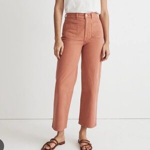 Madewell Emmett 2.0 Wide Leg Crop Pants Dried Rose Red Womens Size 31 C